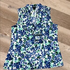 Ann Taylor Floral Sleeveless Top - Blue and Green